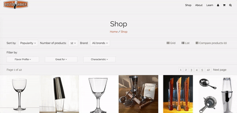 Shop Dropdown to browse by category