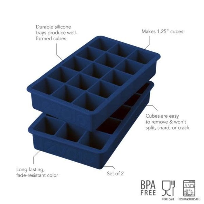 Perfect Cube Ice Trays, Deep Indigo - Set of 2
